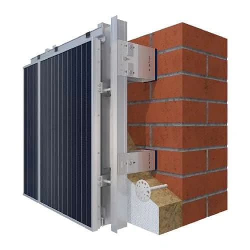 Detalle constructivo del sistema U-KON con panel fotovoltaico integrado a la fachada (BIPV)